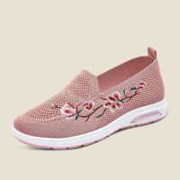 Embroider Stretch Knit Ballet Flats Women Loafers 2023 Spring Breathable Mesh Flat Shoes Ballerina Moccasins Sneaker Boat Shoes