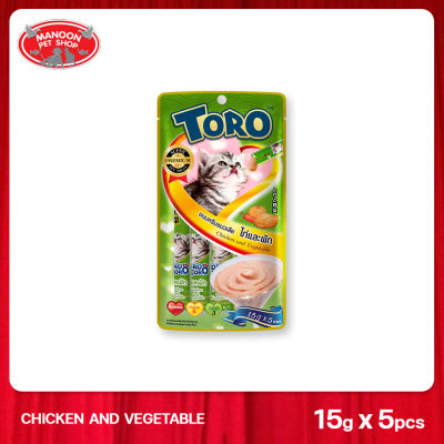[MANOON] TORO TORO โทโร่ โทโร่ ขนมครีมแมวเลีย รสไก่และผัก 15 กรัม x 5 ซอง