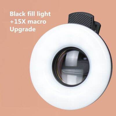 Macro Lens for Mobile 15X Fill Ring Light Selfie Live Lamp Camera Lens with LED Universal Flash Smartphone Portable Light ClipTH