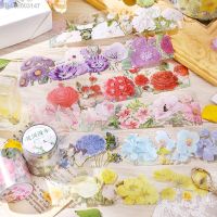 ¤○﹍ 1 Roll Adhesive Diary Stickers Creative Assorted Flower PET Tape Aesthetic Transparent DIY Crafts Tapes