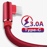 HOT weime428 - / L 90องศาสาย USB C สำหรับ Samsung S9 S10 Plus Quick Charge 3.0มุมขวา USB Type C Charger สายเคเบิลข้อมูลสำหรับเกม USB C Wire