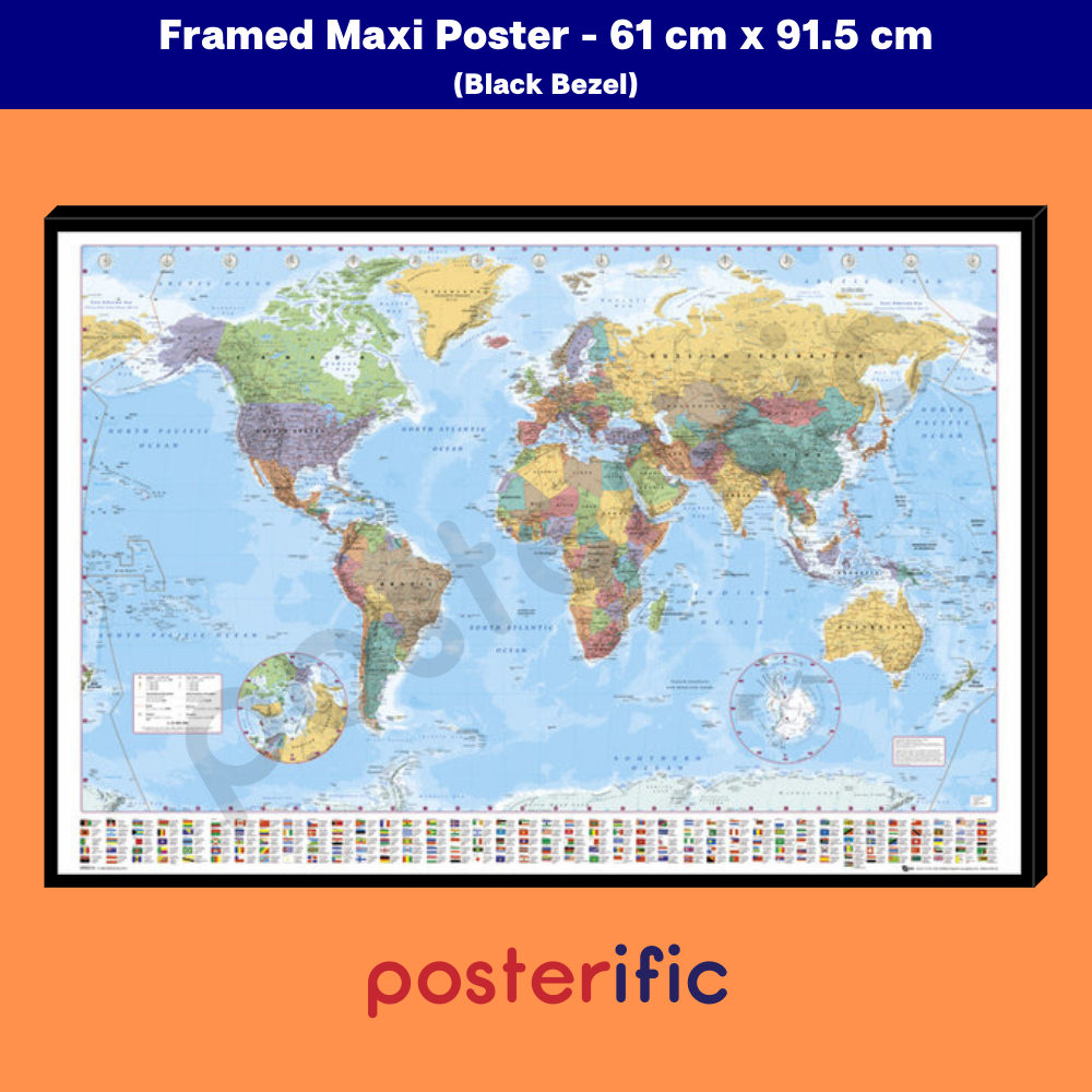 World Map with Flags World Map Maxi Poster 91,5 x 61 cm 
