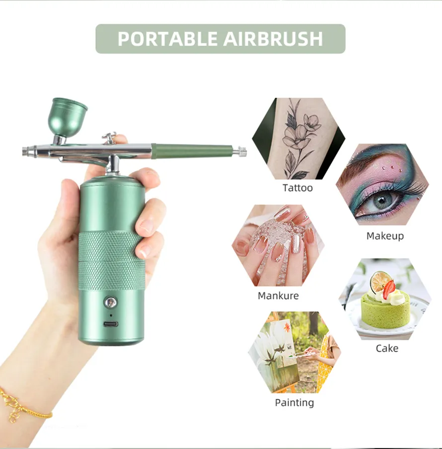 Airbrush Nail With Compressor Portable Airbrush For Nails Cake Tattoo  Makeup