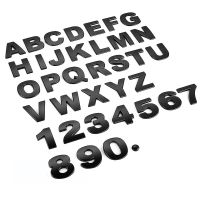 【CC】 3d car exterior  chrome alphabet emblem decoration body stickers black sliver 25mm 45mm auto accessories