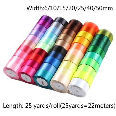 【CC】﹊✜  25 Yards 6/10/15/ 20/25/40/50mm Artificial Silk Crafts Supplies Sewing Accessories Scrapbooking Material