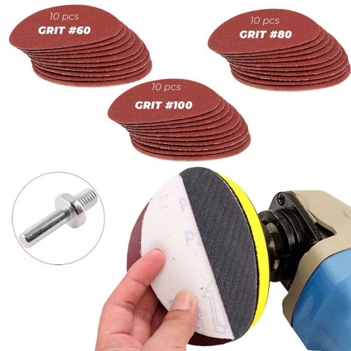 30-piece-drill-bit-sanding-attachment-sandpaper-60-80-100-and-5-inch-back-pad-set-electric-shackle-disc-with-pad