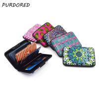 PURDORED 1 pc Feather RFID Unisex Card Holder Aluminum Business Card Holder Cute Cartoon ID Card Wallet Case tarjetero mujer Card Holders