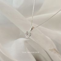 Tiny Heart Cz Pendant X Square Necklace S925 | สร้อยและจี้Czเงินแท้92.5%