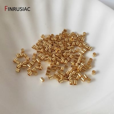 200pcs/lot 2mm Positioning Copper Tubes 18K Gold Plated Crimp Beads Accessories Wholesale For Jewelry Making Findings Supplies
