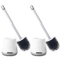 Toilet Brush 2 Pack ,TPR Toilet Brush Silicone Toilet Cleaning Brush with Quick Drying Holder for Wall Mounted Floor