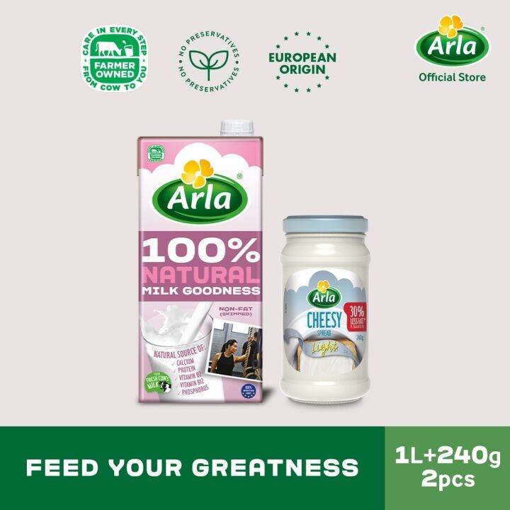 Arla Skimmed Milk 1L and Cheesy Spread Light 240g Bundle | Lazada PH