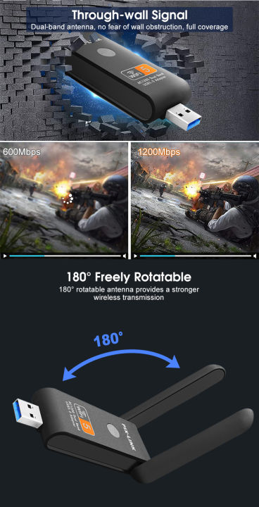 doomhot-jอะแดปเตอร์-usb-wifi-1200mbps-dual-band-2-4-5-8-ghz-เครือข่ายไร้สายตัวรับสัญญาณภายนอก-mini-wifi-dongle-ตัวรับพร้อมเสาอากาศหมุนได้สำหรับแล็ปท็อปพีซีเดสก์ท