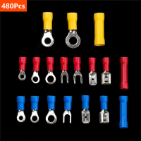 480300280Pcs Assorted Spade Terminals Insulated Cable Connector สายไฟ Crimp Butt Ring ส้อมชุดแหวน Lugs ชุดรีด