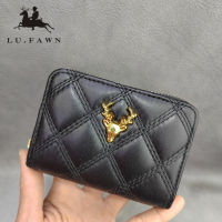 LUFAWNกระเป๋าใส่บัตรเครดิต Dompet Koin แบบบางปิดบล็อกกระเป๋าสตางค์หนังสำหรับผู้หญิงพร้อมกระเป๋าซิป (0999)