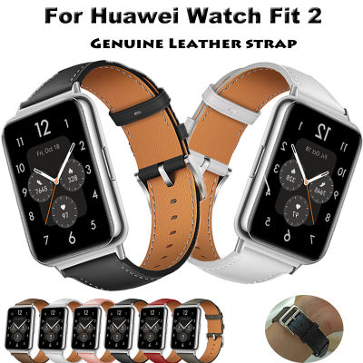 สายหนังสำหรับ Huawei Watch Fit2ชั้นแรก Cowhide สายนาฬิกาหนังสมาร์ทสำหรับ Huawei Fit 2 (ไม่รวมนาฬิกา)