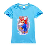 Super Mario Bros Moisture ครึ่งแขนสาวเสื้อแขนยาวเด็ก Tees เด็กวัยหัดเดินเด็กผู้หญิงผ้าฝ้ายเสื้อผ้าเด็กฤดูร้อน Casual