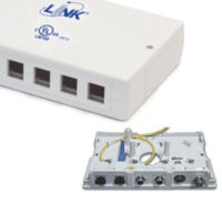 Link US-2406 Surface White Mount Box 6 Port (No Modular Jack)