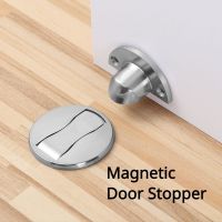 2Pcs Magnetic Door Stops 304 Stainless Steel Hidden Door Stopper Holders Catch Floor Nail-free Doorstop Furniture Hardware Door Hardware Locks