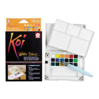 (KTS)ชุดสีน้ำตลับ KOI SAKURA   XNCW-18 สี + พู่กัน