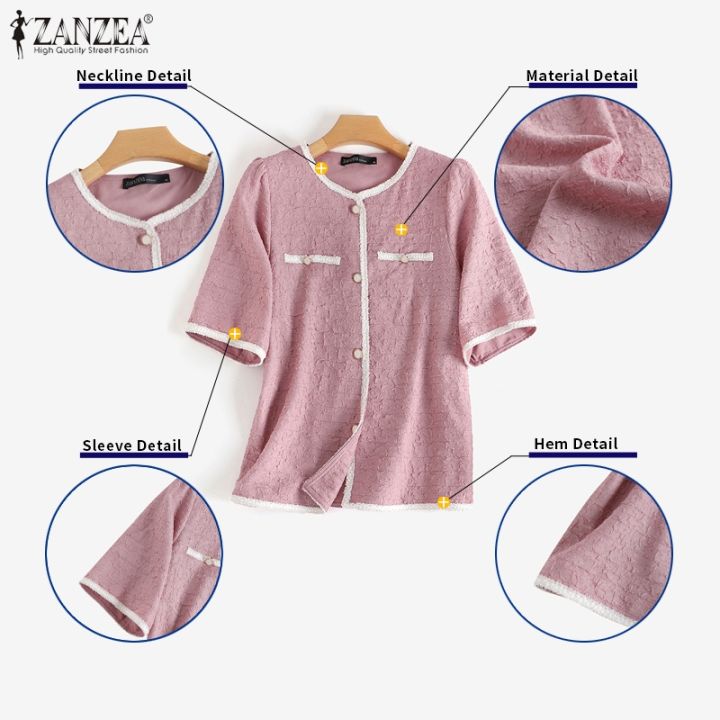 zanzea-เสื้อเชิ้ตแขนสั้น-ติดกระดุม-หรูหรา-สําหรับผู้หญิง-ใส่ไปทํางาน-สํานักงาน-912