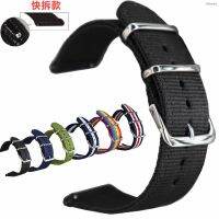 ⌚ Watch strap accessories สายไนลอนนาโต้สีดำ 18 20 22 24 มม. เปลี่ยน DW นาฬิกาสร้อยข้อมือผ้าใบสลับ Lugs ดิบ