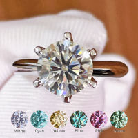 100 Real Moissanite Rings Crown Design 1-2ct Half One Carat Blue Pink Green White Color Sterling Silver Engagemen Wedding Ring