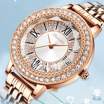 นาฬิกาแฟชั่นผู้หญิง 2022 ใหม่นาฬิกาผู้หญิงหรูหราเพชรเต็มเข็มขัดเหล็กกันน้ำนาฬิกาควอทซ์ผู้หญิง