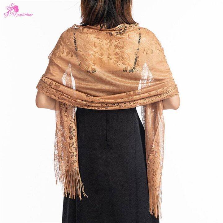 sl-women-elegant-wedding-tassel-shawl-female-pure-color-hollow-lace-mesh-yarn-temperament-evening-scarf