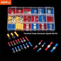 [HOT QAA,JXHKLWW 121] 480/300/280Pcs Assorted Spade Terminals Insulated Cable Connector สายไฟ Crimp Butt Ring ส้อมชุดแหวน Lugs ชุดรีด