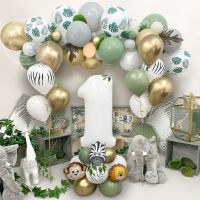 【CC】 Jungle Number Set Avocado Metallic Gold 1 Year Old Birthday Baby Shower Decoratio