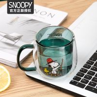 Original- Snoopy Snoopy Double-Layer Insulated Glass Cartoon Mug With Handle For Home Office