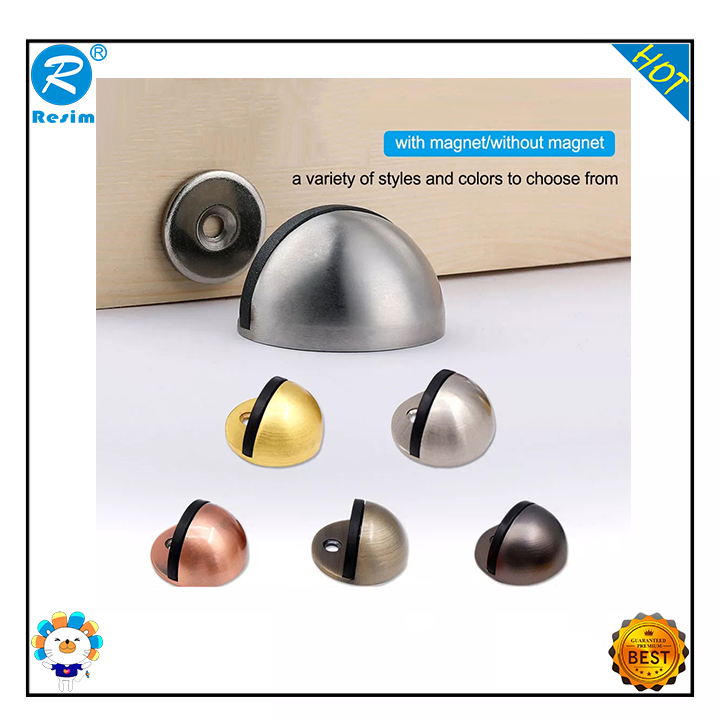 Resim (No Drilling) Half Moon Door Stopper Stainless Steel Non Punching Floor Mounted