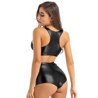 Women Pole Dance Clothing Burning Man Rave Festival Outfit Shorts Racer Back Crop Top Shiny Metallic Sexy Punk Dance Costumes