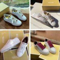 2023 new KM Ladys 2023 Most Welcome Multi Design Classic Logo-printed Genuine Leather Lace-up Casual Sneakers