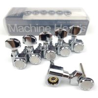 WK-1 Set 6 In-line No Screw Locking Electric Guitar Machine Heads Tuners Lock String Tuning Pegs Chrome Silver