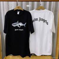 เสื้อยืดพรีเมี่ยม??Palm Angels ลายปลา ฉลาม เสื้อยืดคอตตอน เสื้อยืดพิมพ์ลาย สะดวกสบาย เสื้อยืดแขนสั้น S-5XL