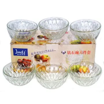 1pc Glass Bowl For Food, Fruit, Salad Container, Crystal Glass Pot With  Lid, Noodle Bowl, Covered Salad Bowl, Double Handle Pot, Diamond-shaped  Amber Pot