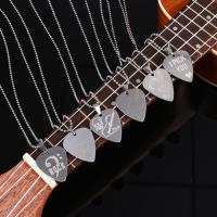 1pc Metal Acoustic Electric Guitar Bass Necklace Pick Durable Stainless Steel Thin Mediator Pick With Chain For Guitarra Guitar Bass Accessories