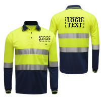 เสื้อความปลอดภัยสำหรับผู้ชายแขนยาว Hi Vis Workwear เสื้อโปโลโลโก้ที่กำหนดเองสะท้อนแสงเสื้อทำงานสำหรับการก่อสร้างอาคารถนน