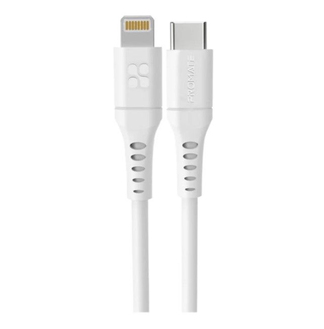 CHARGER CABLE (สายชาร์จ) PROMATE USB-C TO LIGHTNING POWERLINK-120 1.2 METER (WHITE)