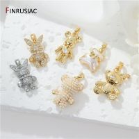 FINRUSIAC 14K Gold Plated Luxury Zircon Bear Charms For Jewelry Making  Cute Pearl Bear Pendants Handmade Crafts Accessories DIY accessories and other