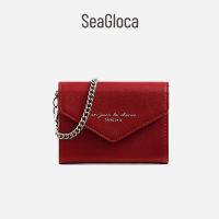 SeaGloca - กระเป๋าสตางค์ผู้หญิง แฟชั่นใหม่ สีทึบ พรีเมี่ยม ครอป ซิป