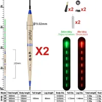 2ชิ้นแพตกปลาอัจฉริยะเตือนการกัดเหยี่อปลาไฟ LED เปลี่ยนสีได้ทุ่นเปลี่ยนอัตโนมัติด้วยแบตเตอรี่ CR425ตกปลา