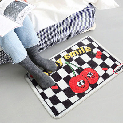 Retro Checkerboard American Bathroom Household Carpet Non-slip High Drainage Mats Bathroom Bedroom Non-slip Mats Cartoon Rug