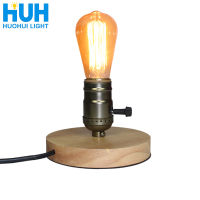 Wooden Aluminum Table Lamp Retro Loft Desk Edison Bulb 110V220V Night Light Office lamp BedroomLiving RoomCafe Lam