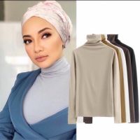 COD DSFERTRETRE STOCK!!!Muslimah Turtleneck Inner Women Baju Blouse High Neck Long Sleeved Top Slim Office