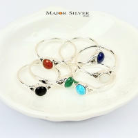 Silver Ring / Natural stones แหวนเงินแท้ 925 ติดหินแท้ เทอควอยซ์ มุก นิล ลาพิส อาเกตแดง อาเกตเขียว ใส่ได้ ชาย หญิง