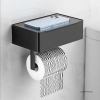 Toilet Roll Holder  Bathroom Storage Rack with Wipes Dispenser Black Multi-function Roll Paper Holder Stainless Steel Accessorie Toilet Roll Holders