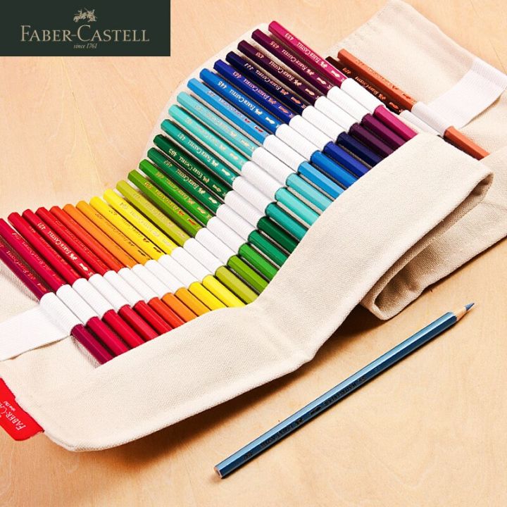 faber-castell-canvas-pen-curtain-50-64-76-holes-pencil-bag-case-holder-roll-up-sketch-pencil-storage-pouch-student-painting-tool