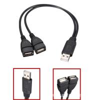 1 steker laki-laki ke 2 soket USB 2.0 garis ekstensi Y kabel Data adaptor daya konverter Splitter USB 2.0 kabel 30cm